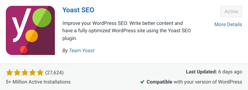 Screenshot of Yoast SEO plugin